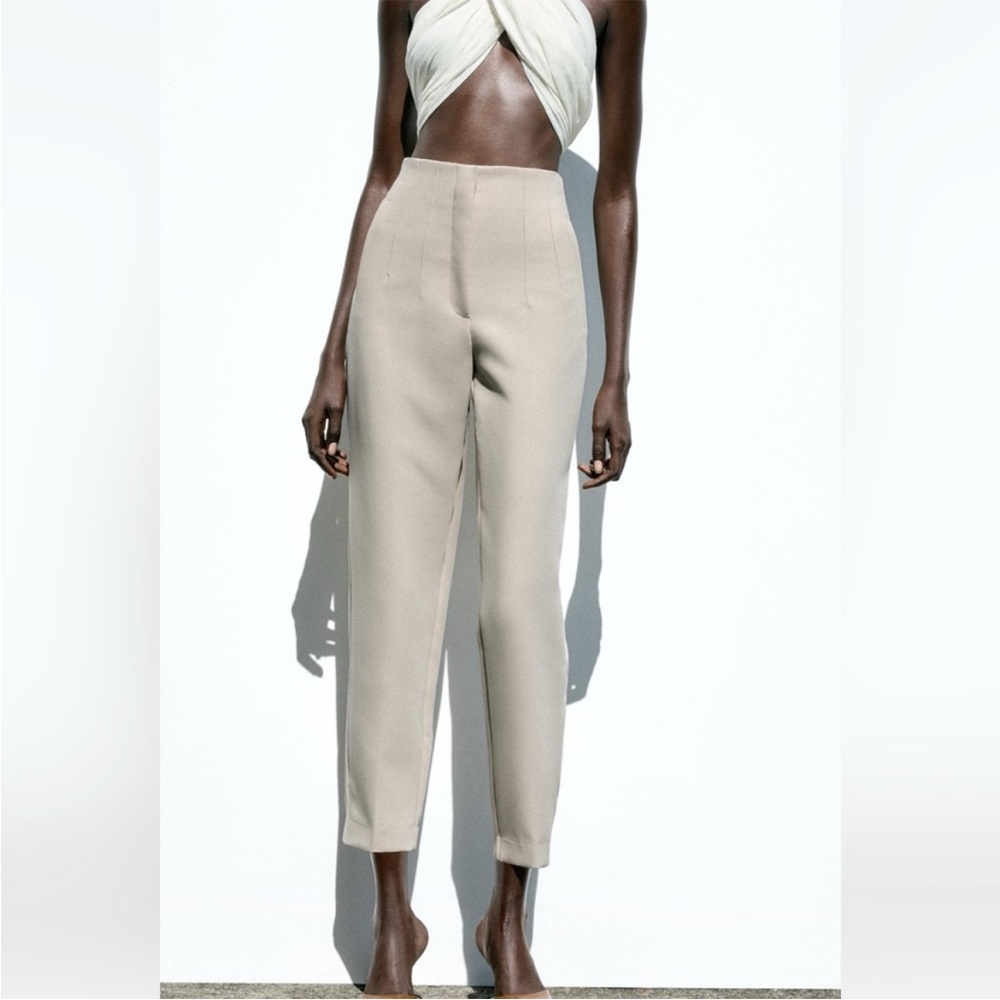 NWOT Zara Cream High Waist Pants